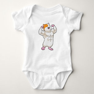 Hamster as Bodybuilder with big Muscles Baby Bodysuit