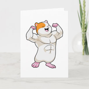 Hamster as Bodybuilder with big Muscles Card