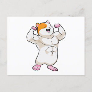 Hamster as Bodybuilder with big Muscles Postcard