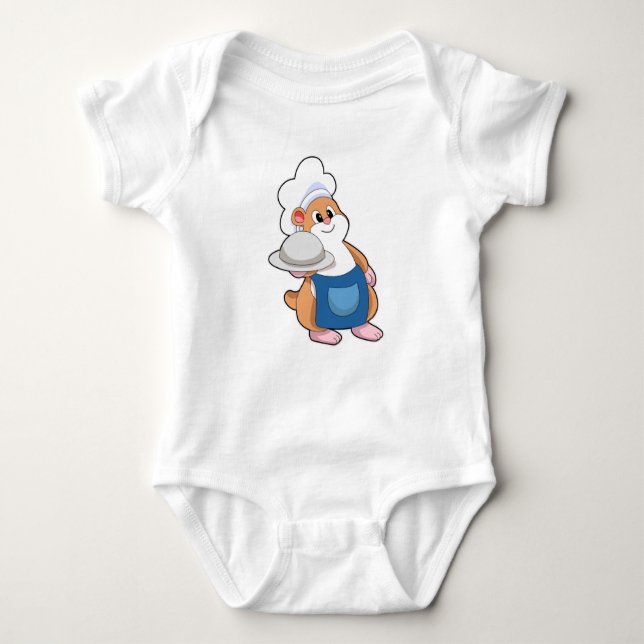 Hamster as Cook with Platter Baby Bodysuit (Front)