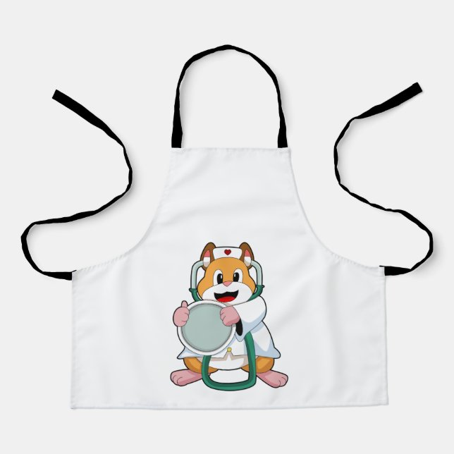 Hamster as Doctor with Stethoscope.PNG Apron (Front)