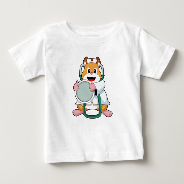 Hamster as Doctor with Stethoscope.PNG Baby T-Shirt (Front)