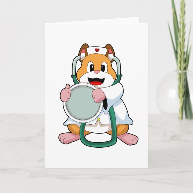 Hamster as Doctor with Stethoscope.PNG Card (Front)