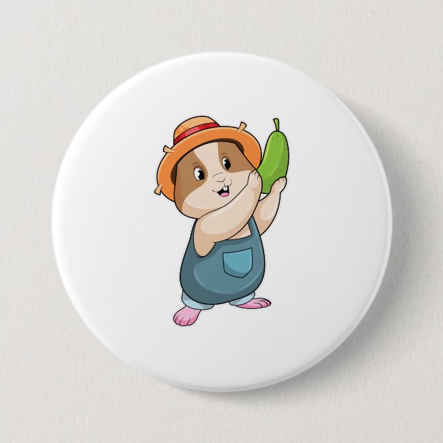 Hamster as Farmer with Zucchini 7.5 Cm Round Badge (Front)