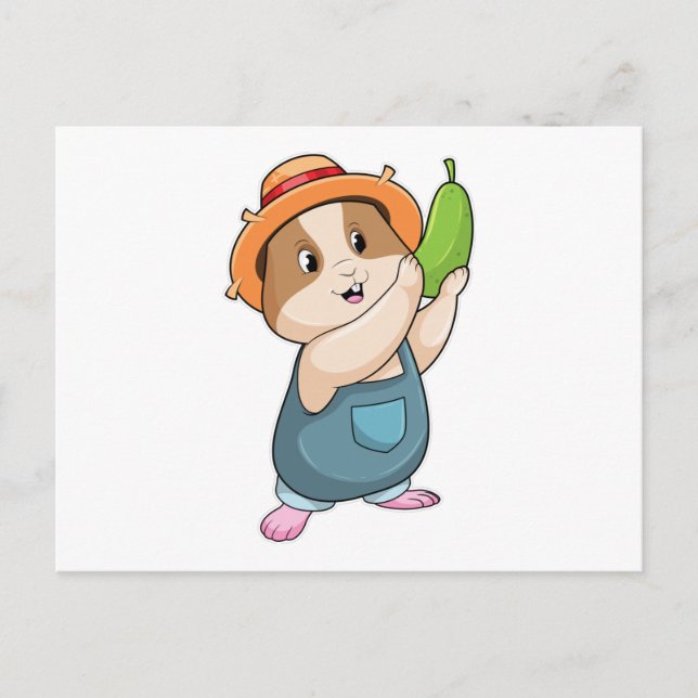 Hamster as Farmer with Zucchini Postcard (Front)