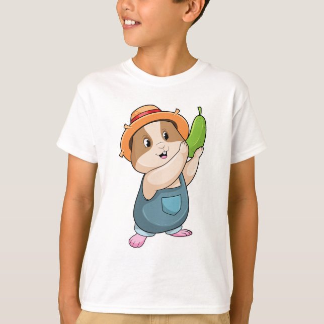 Hamster as Farmer with Zucchini T-Shirt (Front)