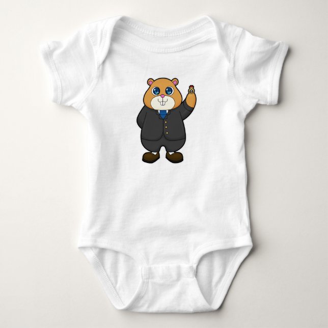 Hamster as Groom with Wedding ring Baby Bodysuit (Front)