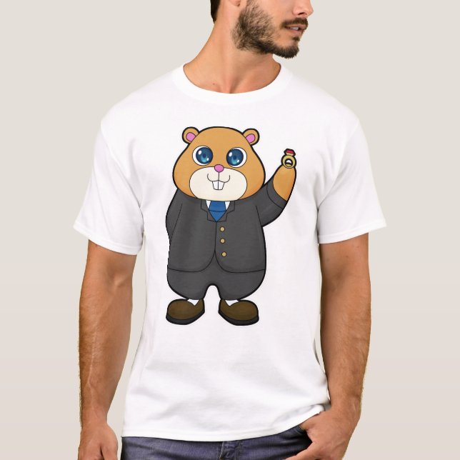 Hamster as Groom with Wedding ring T-Shirt (Front)