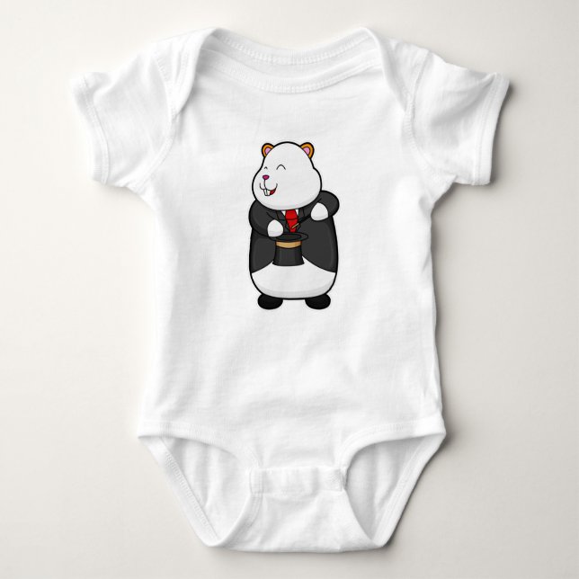 Hamster as Magician with Magic wand Hat Baby Bodysuit (Front)