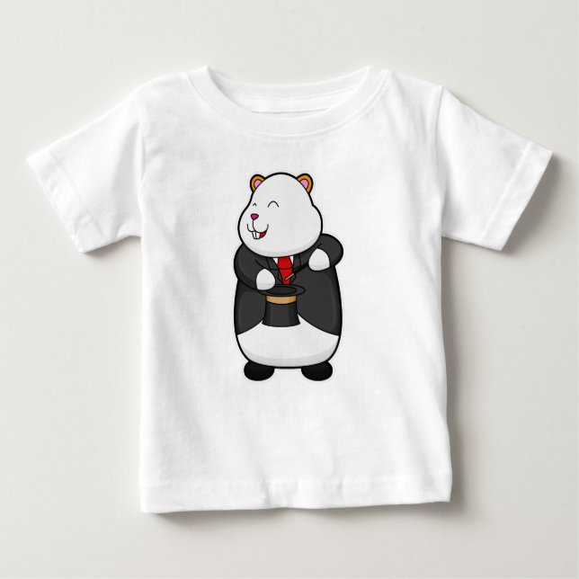 Hamster as Magician with Magic wand & Hat Baby T-Shirt (Front)