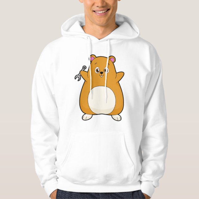 Hamster as Mechanic with Wrench Hoodie (Front)