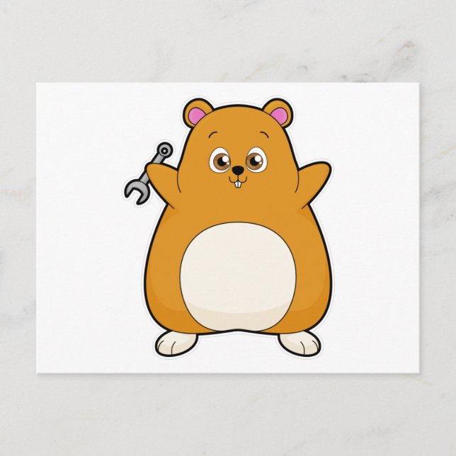 Hamster as Mechanic with Wrench Postcard (Front)