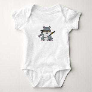 Hamster as Ninja at Martial arts with Sword Baby Bodysuit