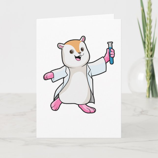 Hamster as Scientist with Test tube Card (Front)