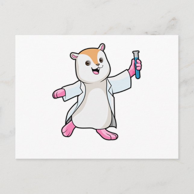 Hamster as Scientist with Test tube Postcard (Front)