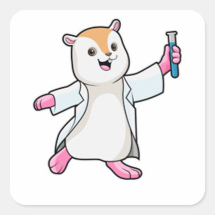 Hamster as Scientist with Test tube Square Sticker