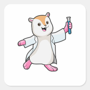 Hamster as Scientist with Test tube Square Sticker