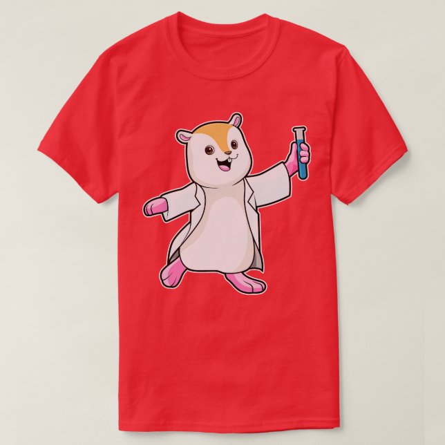 Hamster As Scientist With Test Tube  T-Shirt (Design Front)