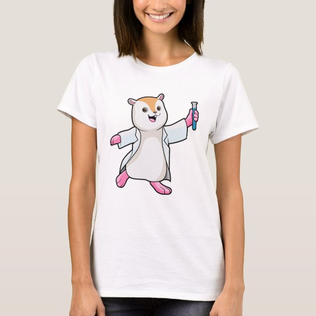 Hamster as Scientist with Test tube T-Shirt (Front)