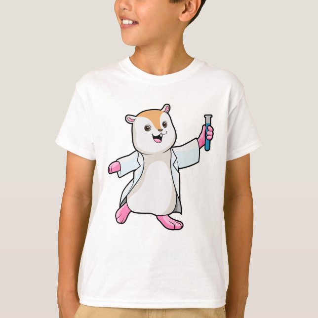 Hamster as Scientist with Test tube T-Shirt (Front)