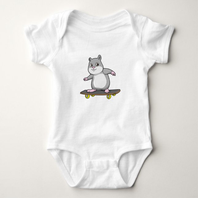 Hamster as Skater with Skateboard Baby Bodysuit (Front)