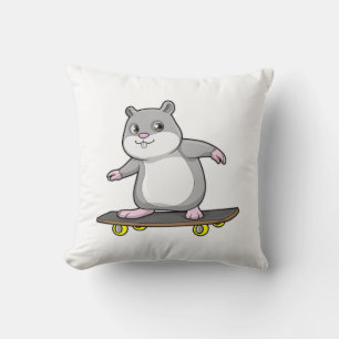 Hamster as Skater with Skateboard Cushion