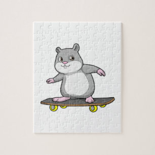 Hamster as Skater with Skateboard Jigsaw Puzzle