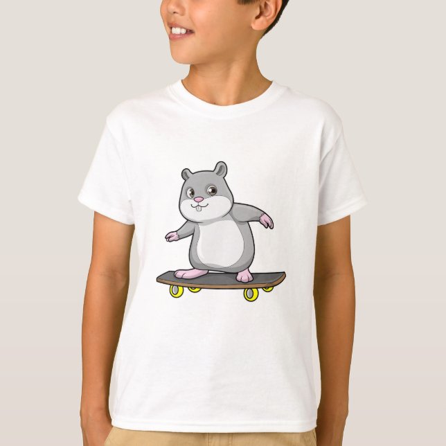 Hamster as Skater with Skateboard T-Shirt (Front)