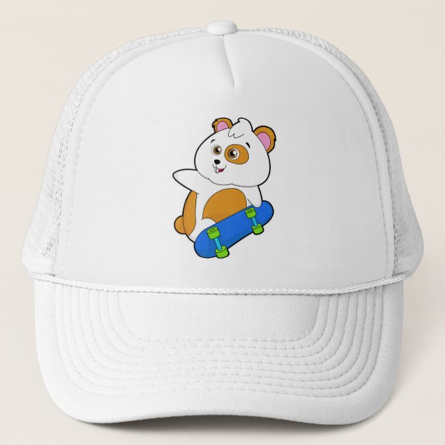 Hamster as Skater with Skateboard Trucker Hat (Front)