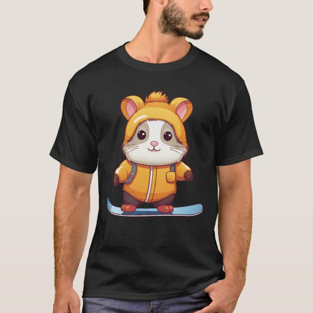 Hamster as Snowboarder in Winter Sports T-Shirt (Front)