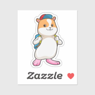Hamster as Student with Backpack & Cap