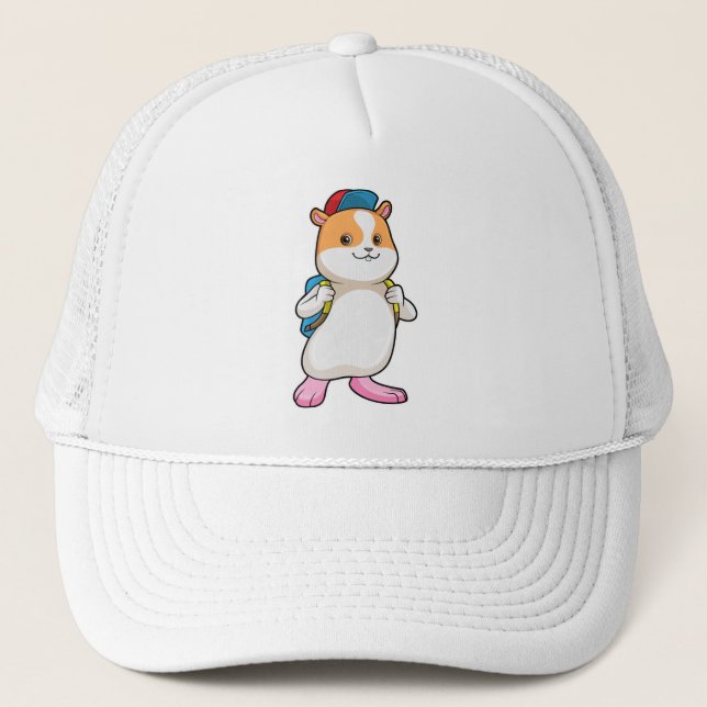 Hamster as Student with Backpack & Cap (Front)
