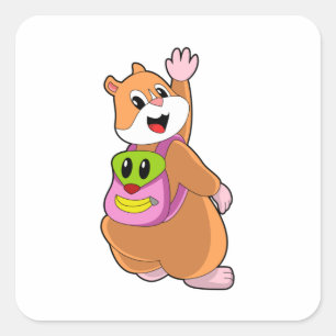 Hamster as Student with Backpack.PNG Square Sticker