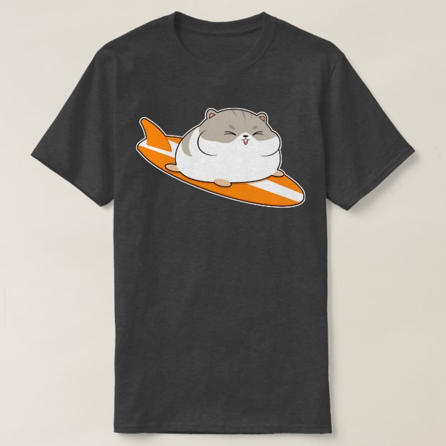 Hamster as Surfer with Surfboard T-Shirt (Design Front)