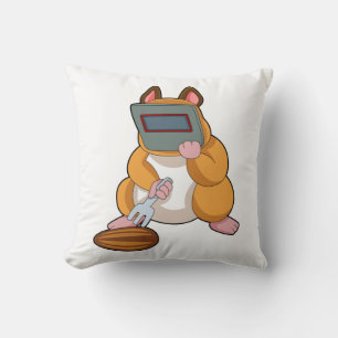 Hamster as Welder.PNG Cushion