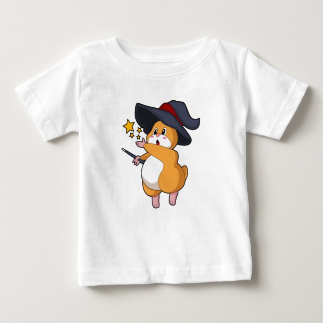 Hamster as Wizard with Magic wand Baby T-Shirt (Front)