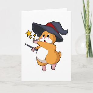 Hamster as Wizard with Magic wand Card