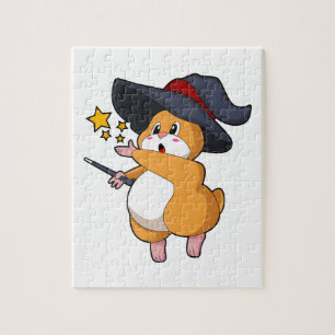 Hamster as Wizard with Magic wand Jigsaw Puzzle