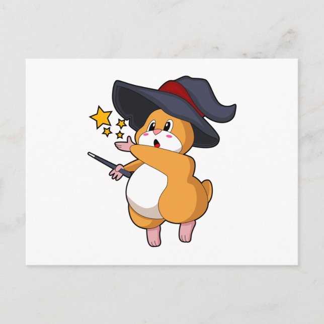Hamster as Wizard with Magic wand Postcard (Front)