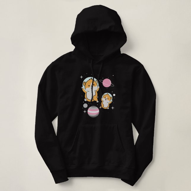 Hamster Astronaut Demigirl Pride Hoodie (Design Front)