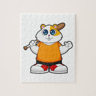 Hamster at Baseball with Baseball bat Jigsaw Puzzle