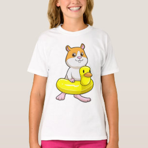 Hamster at Beach with Duck as Swim ring T-Shirt