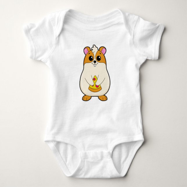 Hamster at Eating of Pizza Baby Bodysuit (Front)