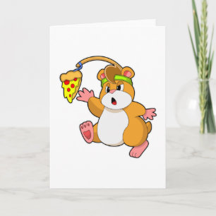 Hamster at Eating with Pizza Card