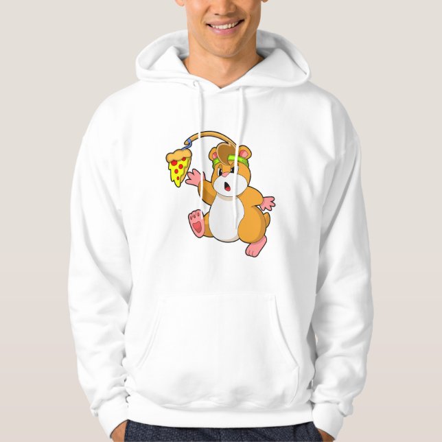 Hamster at Eating with Pizza Hoodie (Front)