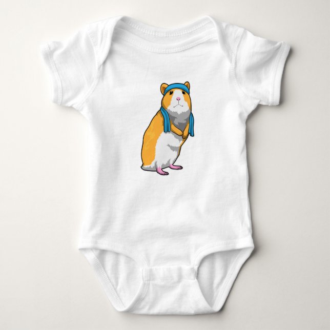 Hamster at Fitness with Towel Baby Bodysuit (Front)
