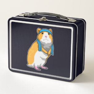 Hamster at Fitness with Towel Metal Lunch Box