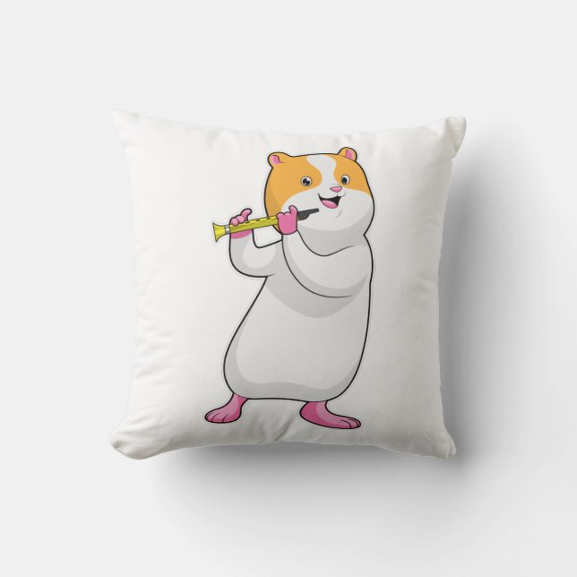 Hamster at Music with Flute Cushion (Front)