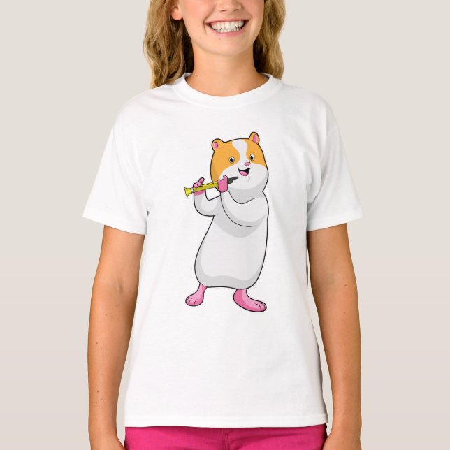 Hamster at Music with Flute T-Shirt (Front)
