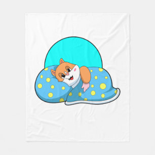 Hamster at Sleeping with Blanket.PNG Fleece Blanket